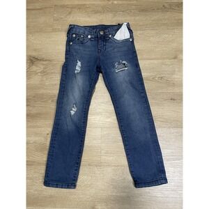 True Religion Jack Medium Blue Denim Jeans Kids Boys Size 6 Slim Fit Distressed